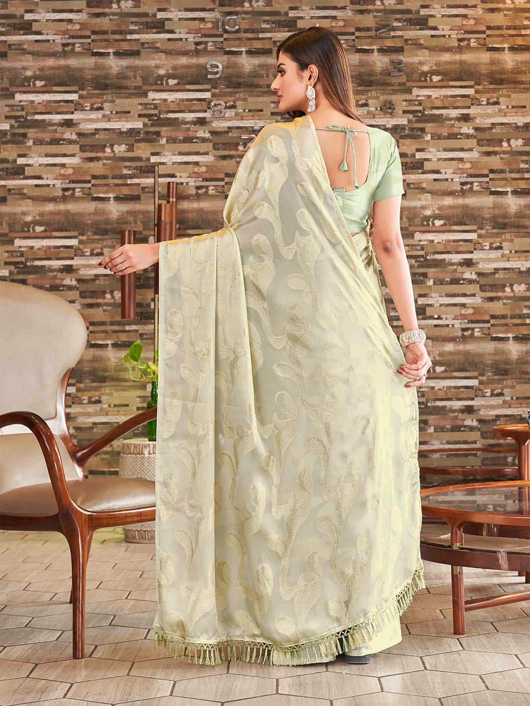 Tikhi Imli Embellished Jacquard Satin Ready to Wear Saree - Distacart