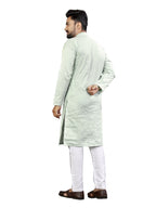 Anaita Sky_Blue Lucknowi Work Silk Straight Kurta