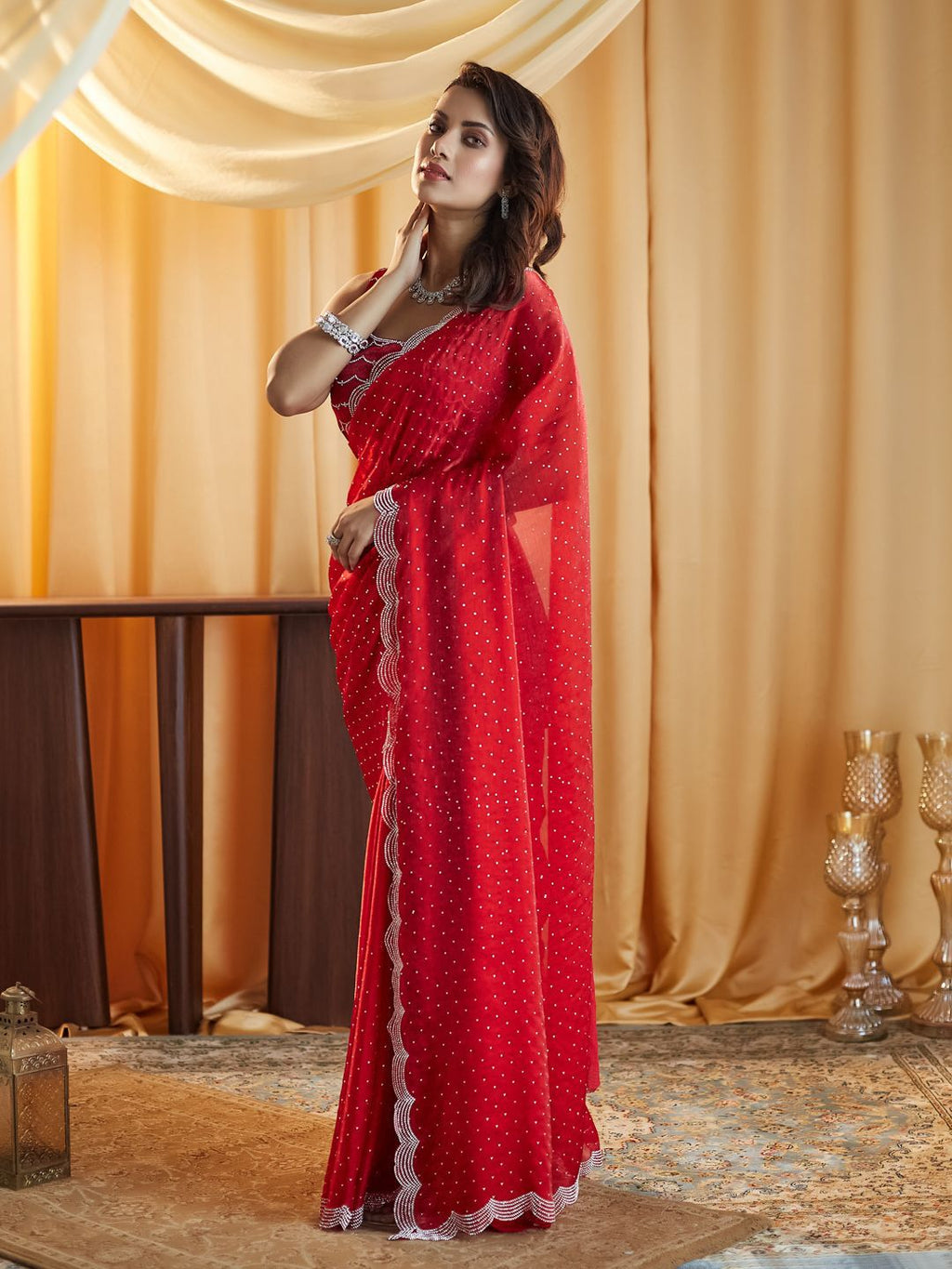 kasee Embellished Beads and Stones Pure Silk Saree