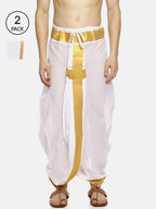 Sethukrishna Men Pack Of 2 White Solid Cotton Readymade Dhoti Pants - Distacart