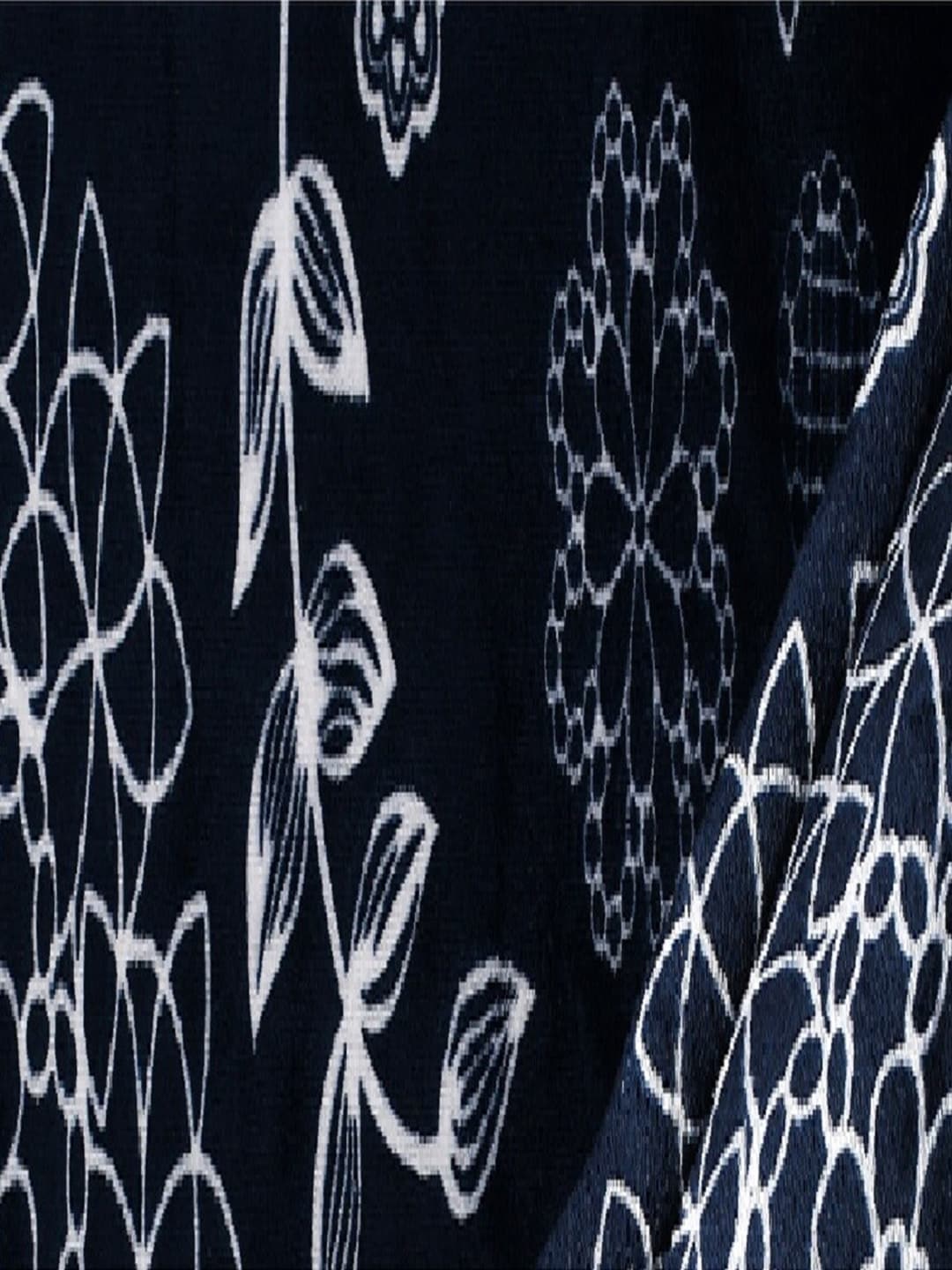 Stylespace by Isha Navy Blue & White Floral Velvet 300 TC Fitted King Bedsheet Set