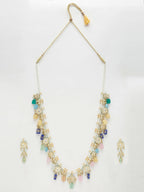 Long Kundan Neckpiece With Studs - Ruby Raang - Distacart