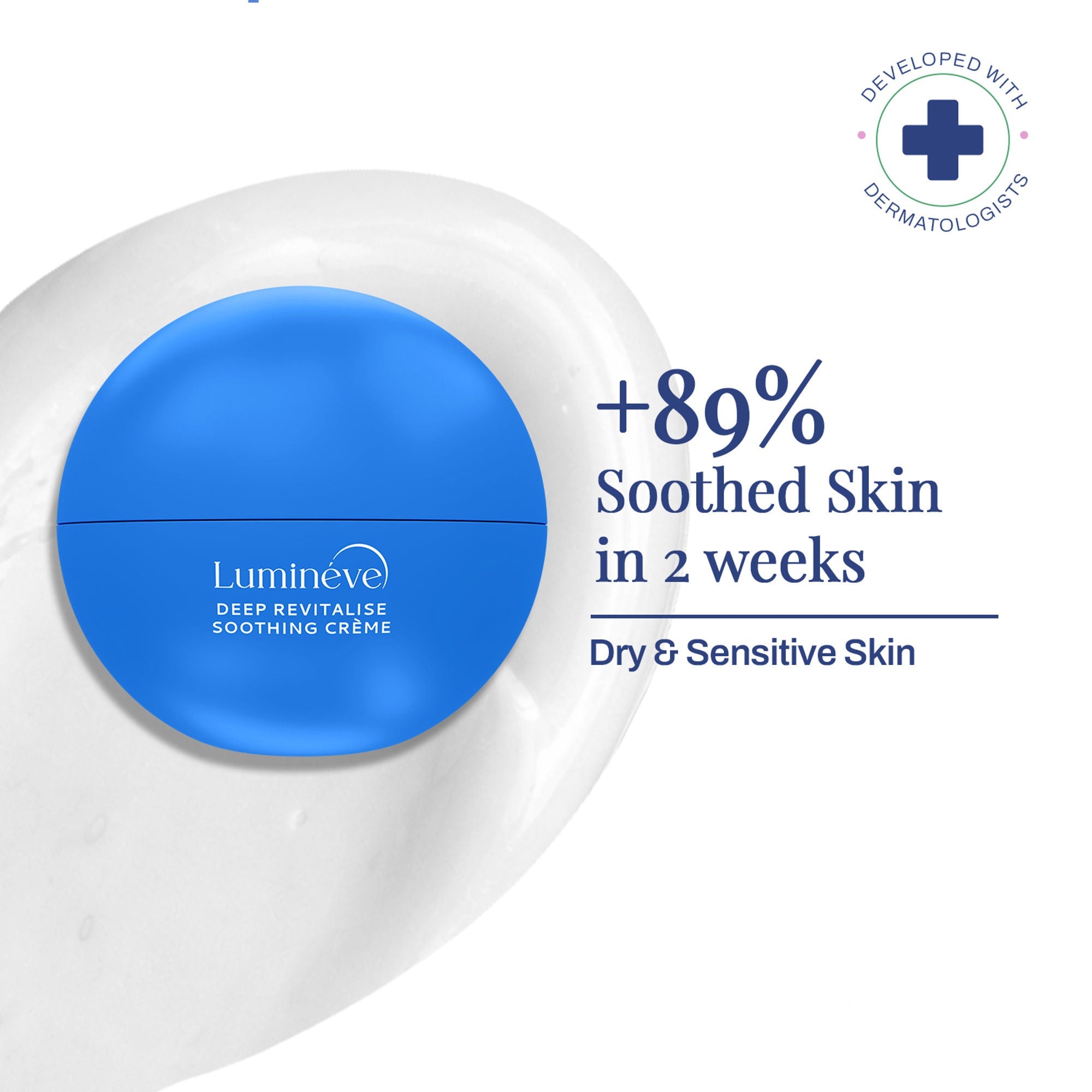 Lumineve Soothing Moisturizer for Dry & Sensitive Skin with Cica & Collagen - Intense Night Repair