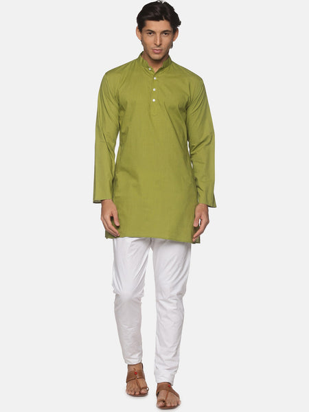 Sethukrishna Men Green Pure Cotton Kurta with Pyjamas