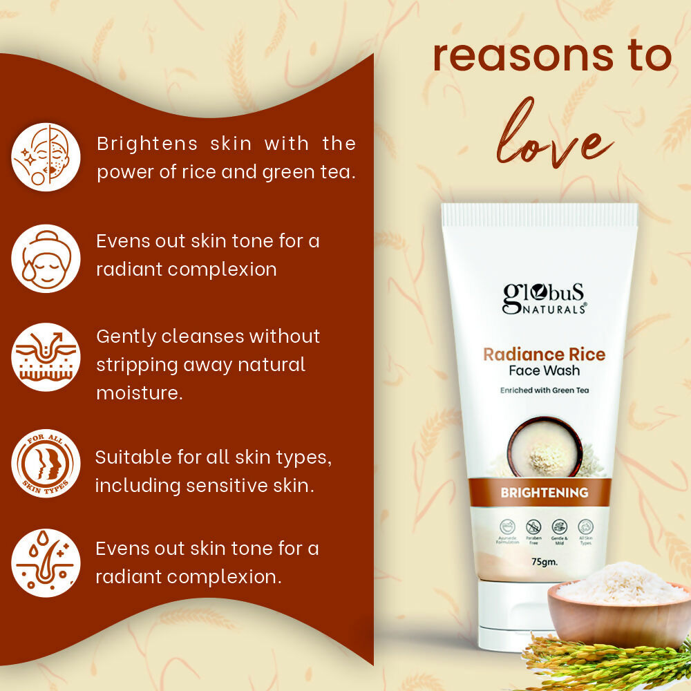 Globus Naturals Radiance Rice Face Wash - Distacart
