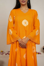Joban Fashion Orange Tie & Dye Cotton Suit Set - Distacart