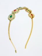 NVR Women's Multi colour Kundan Gold-Polished Embellished Hairband