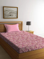 MYTRIDENT Maroon & White Ethnic Motifs Cotton 120 TC Single Bedsheet With 1 Pillow Cover