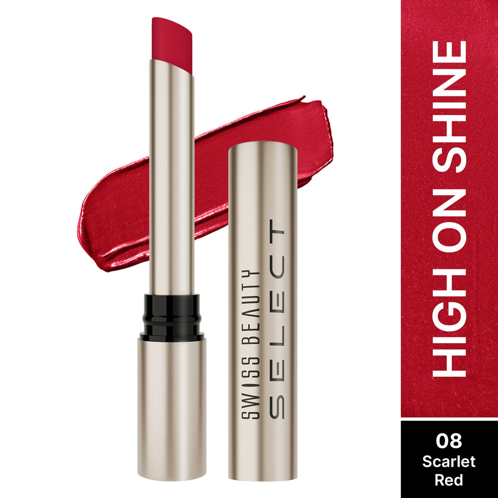 Swiss Beauty Select High On Shine Lipstick - 8 Scarlet Red
