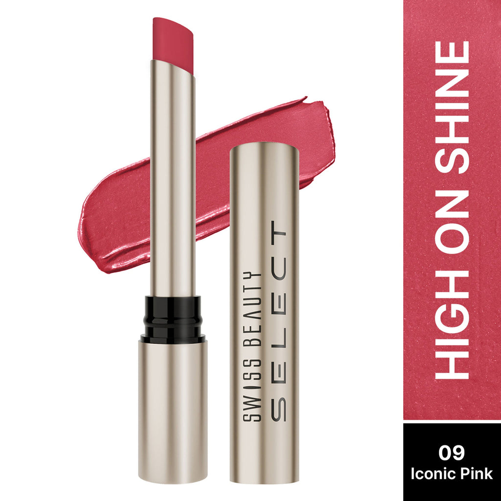 Swiss Beauty Select High On Shine Lipstick - 9 Iconic Pink