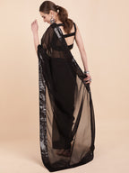 Sangria Black Sequinned Pure Georgette Saree - Distacart