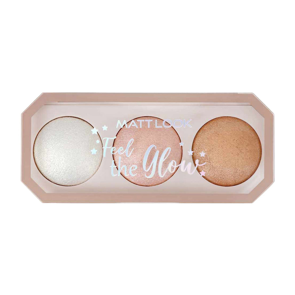 Matt Look Feel The Glow Baked Shimmer Highlighter Trio Palette - 01 Light House