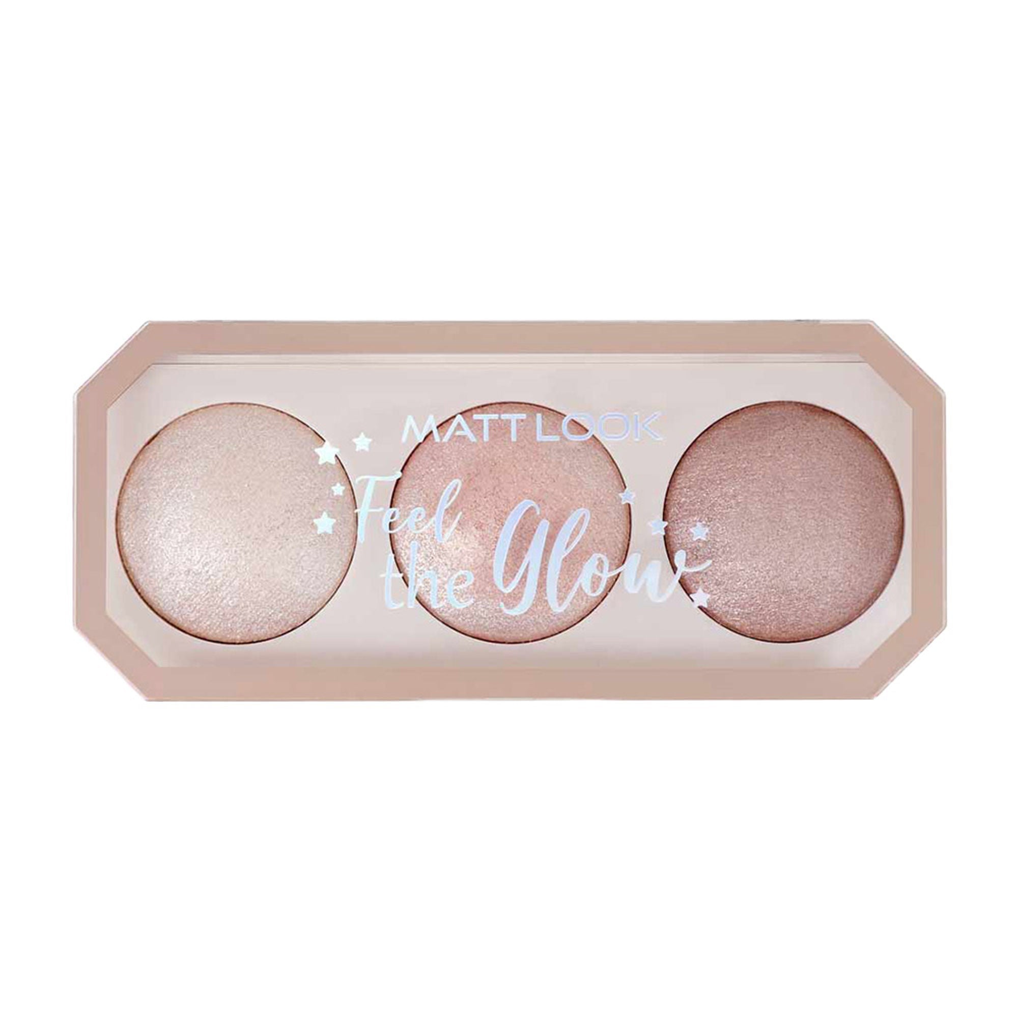 Matt Look Feel The Glow Baked Shimmer Highlighter Trio Palette - 02 Beaming Beauty