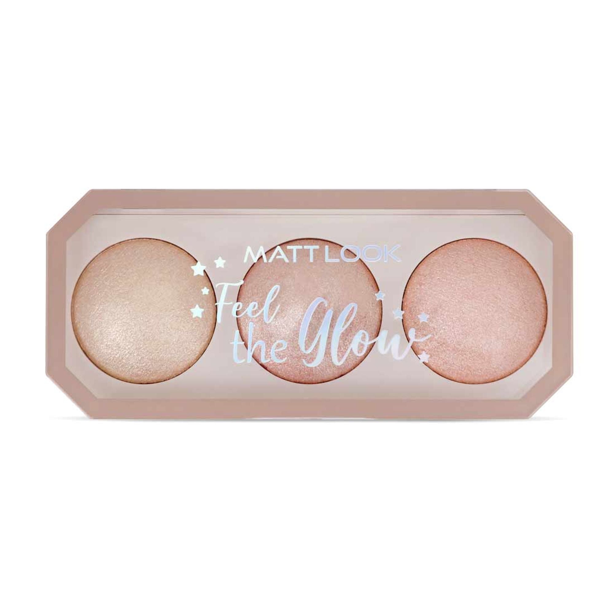 Matt Look Feel The Glow Baked Shimmer Highlighter Trio Palette - 03 Super Vibes