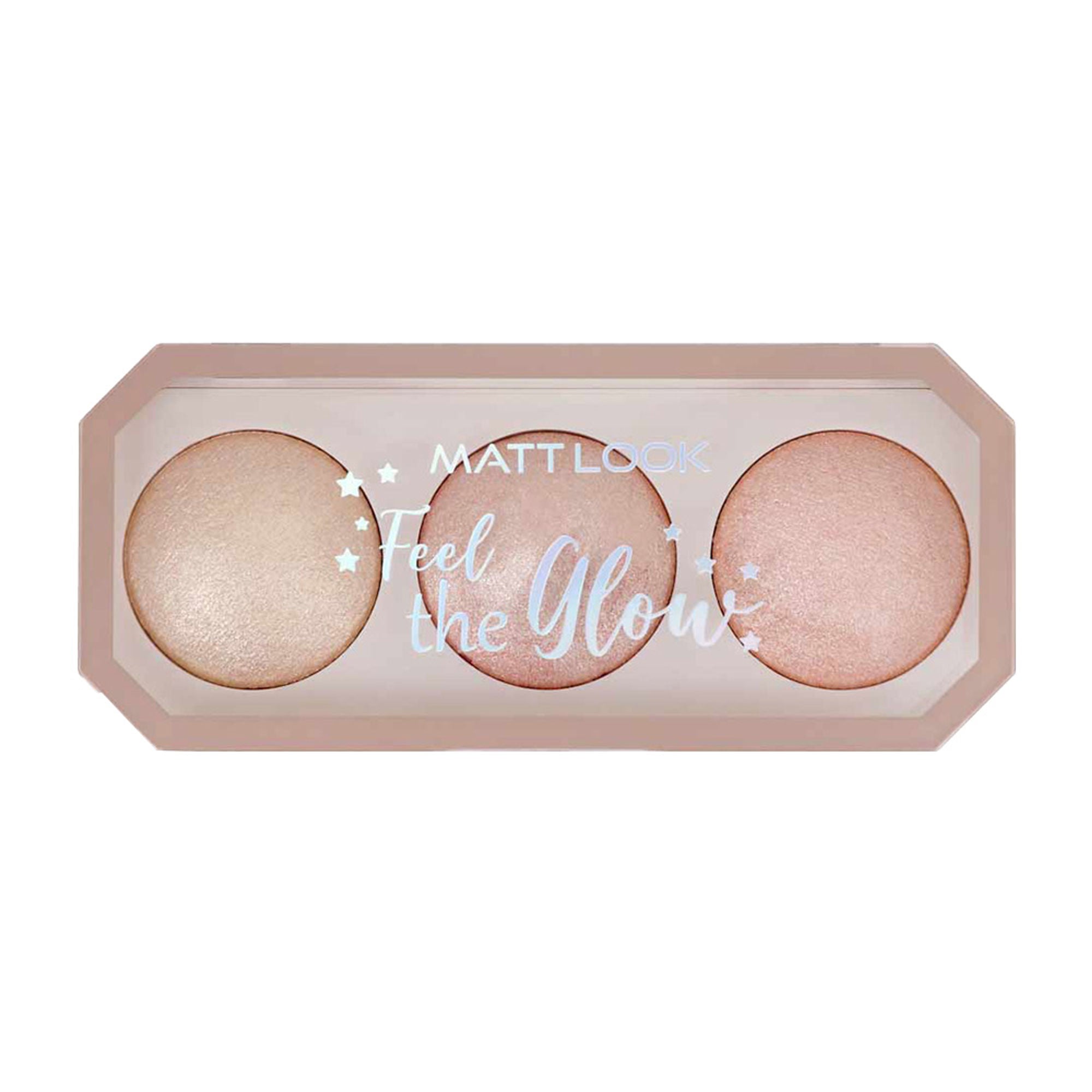Matt Look Feel The Glow Baked Shimmer Highlighter Trio Palette - 03 Super Vibes