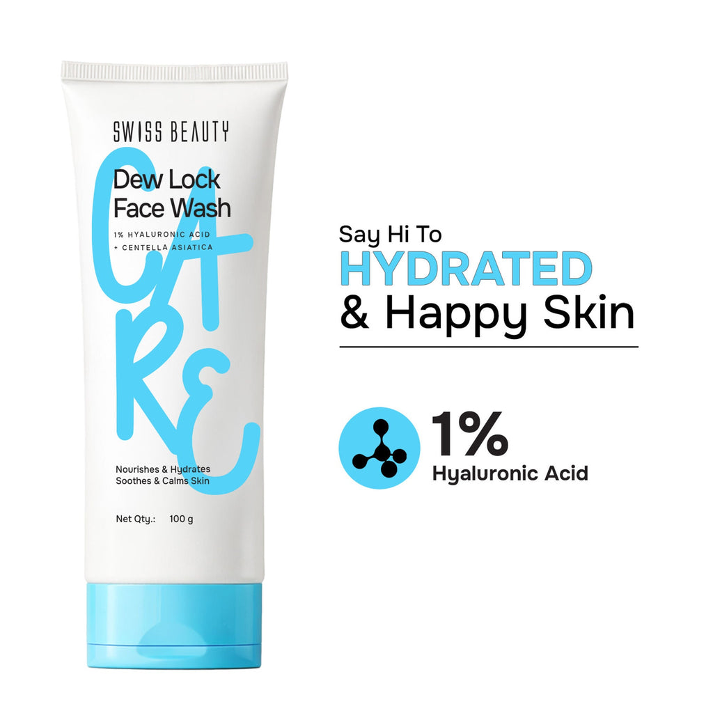 Swiss Beauty Care Dew Lock Face Wash 1% Hyaluronic Acid & Centella Asiatica, Deep Cleansing Action