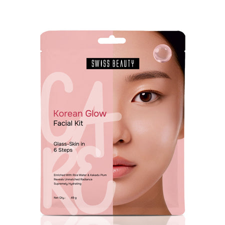 Swiss Beauty Care Korean Glow Facial Kit With Kakadu Plum & Rice, 6-Steps For Glass-Skin