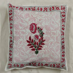 The Decor Nook Pink Chrysanthemum Print With Pink Border Cushion Cover