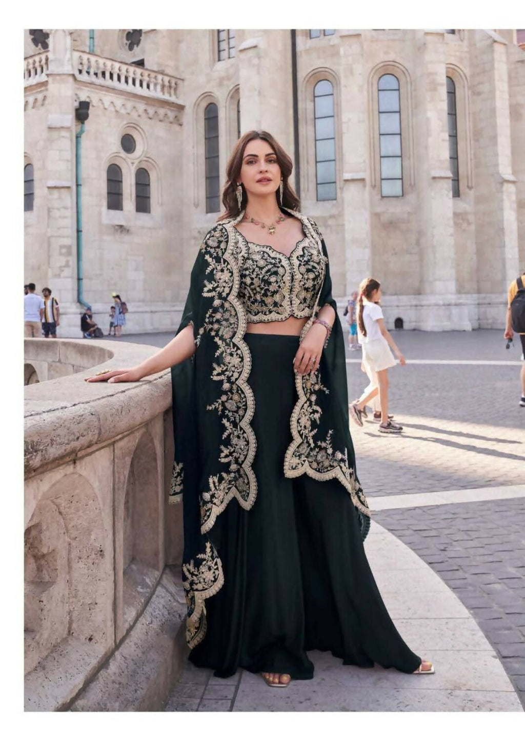 Anaita Black Real Premium Silk Stitched Shrug Suit with Embroidery Work - Distacart