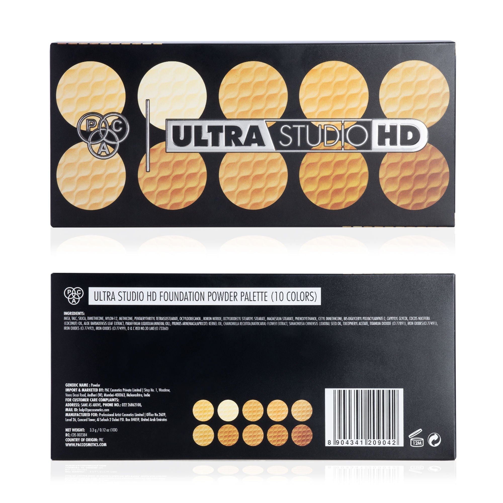 PAC Studio HD Powder Foundation Palette - Oil Control, Medium to Full Coverage & Even Natural Finish
