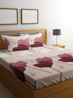 KLOTTHE Beige Floral 300 TC Cotton Blend Double Bedsheet Set - Distacart
