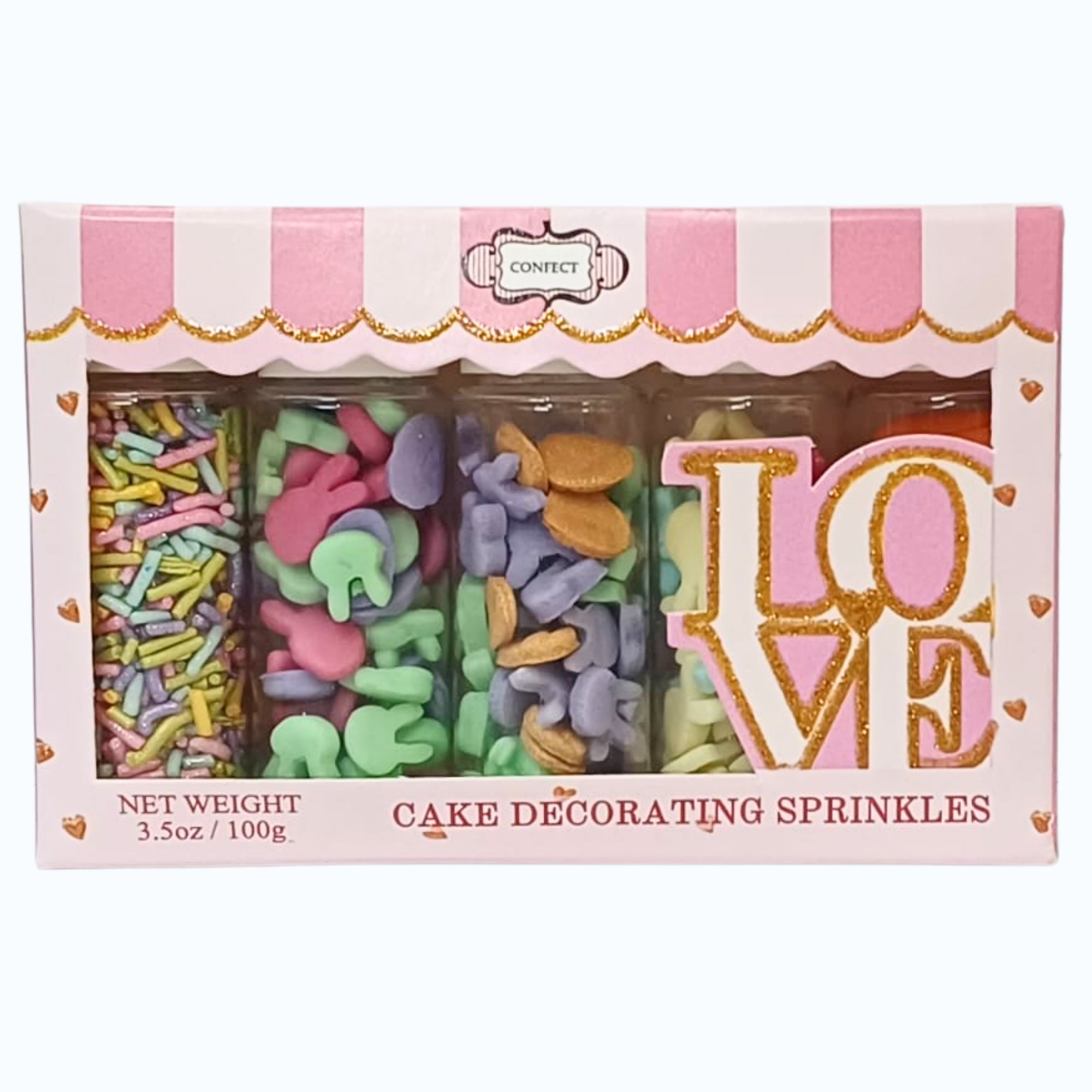 confect easter sprinkles edible mix pink yellow red silver and green vermicelli and easter bunny pack of 5 100gms