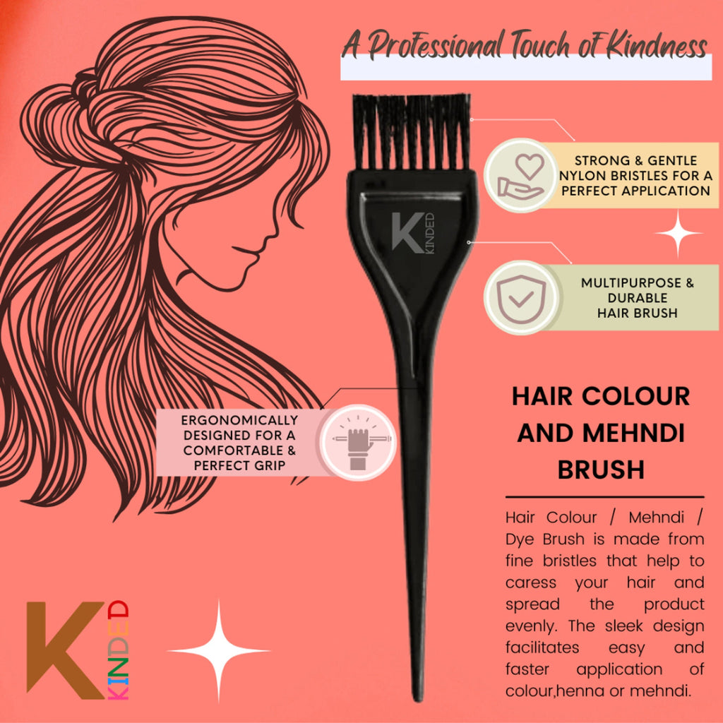 KINDED Multipurpose Black Hair Color and Mehndi Brush Set of 2