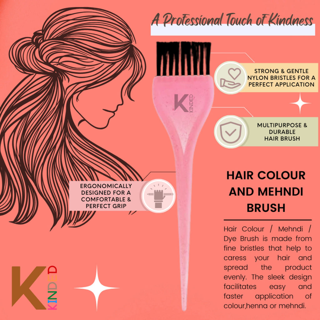 KINDED Multipurpose Pink Hair Color and Mehndi Brush Set of 2