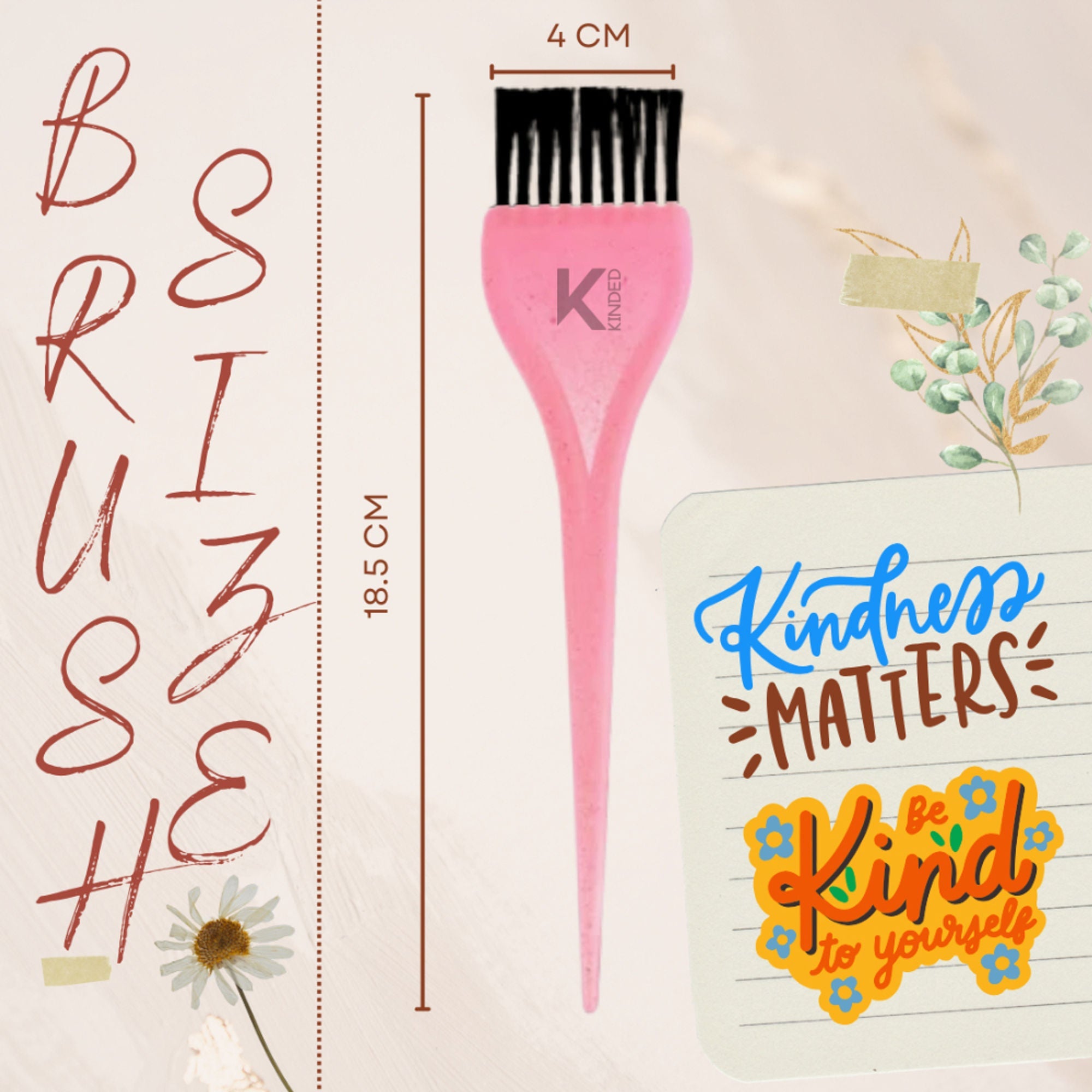 KINDED Multipurpose Pink Hair Color and Mehndi Brush Set of 2