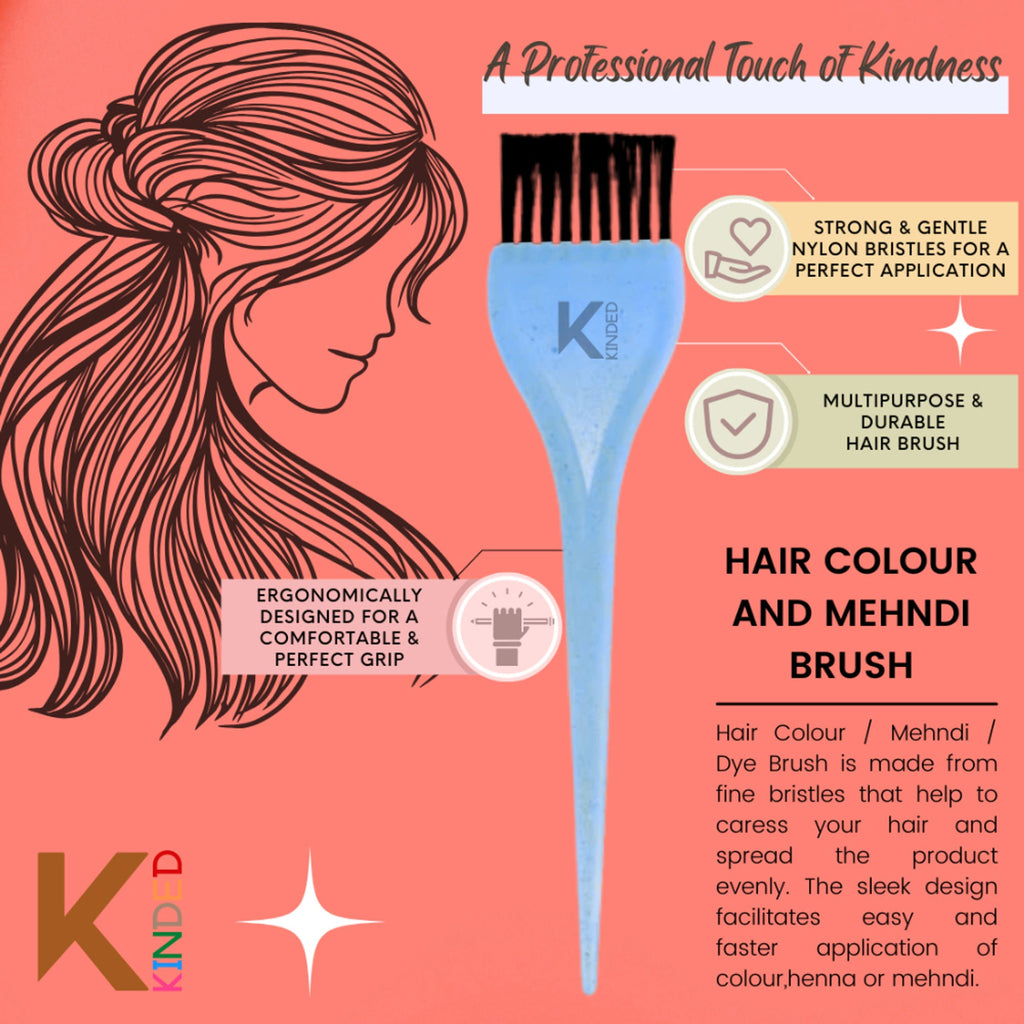 KINDED Multipurpose Black & Blue Hair Color and Mehndi Brush Set of 2