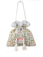 Masq Green & Pink Embellished Embroidered Potli Clutch - Distacart