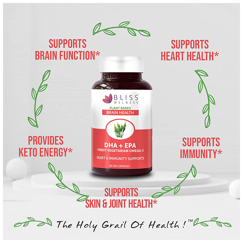 bliss welness brain health dha epa finest vegetarian omega 3 veg capsule