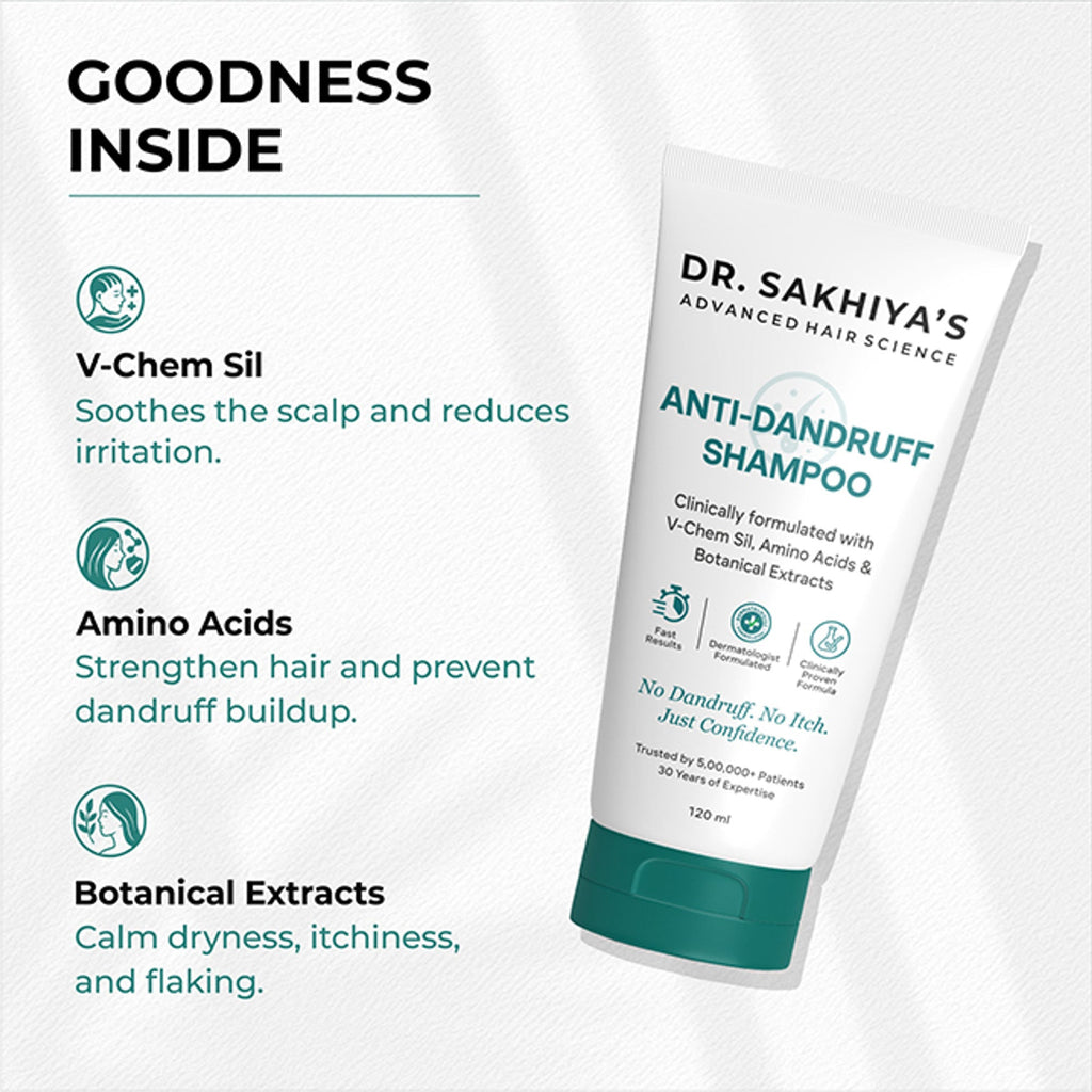 Dr.Sakhiya Anti-Dandruff Shampoo, Itchy Scalp Relief For Men & Women - Distacart