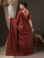 Saree Mall Maroon Woven Design Zari Silk Blend Banarasi Sarees - Distacart