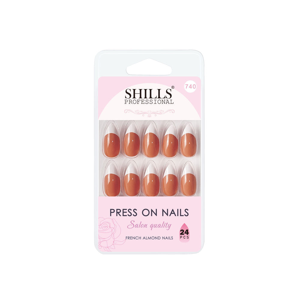 shills professional reusable press on nails french almond spn740