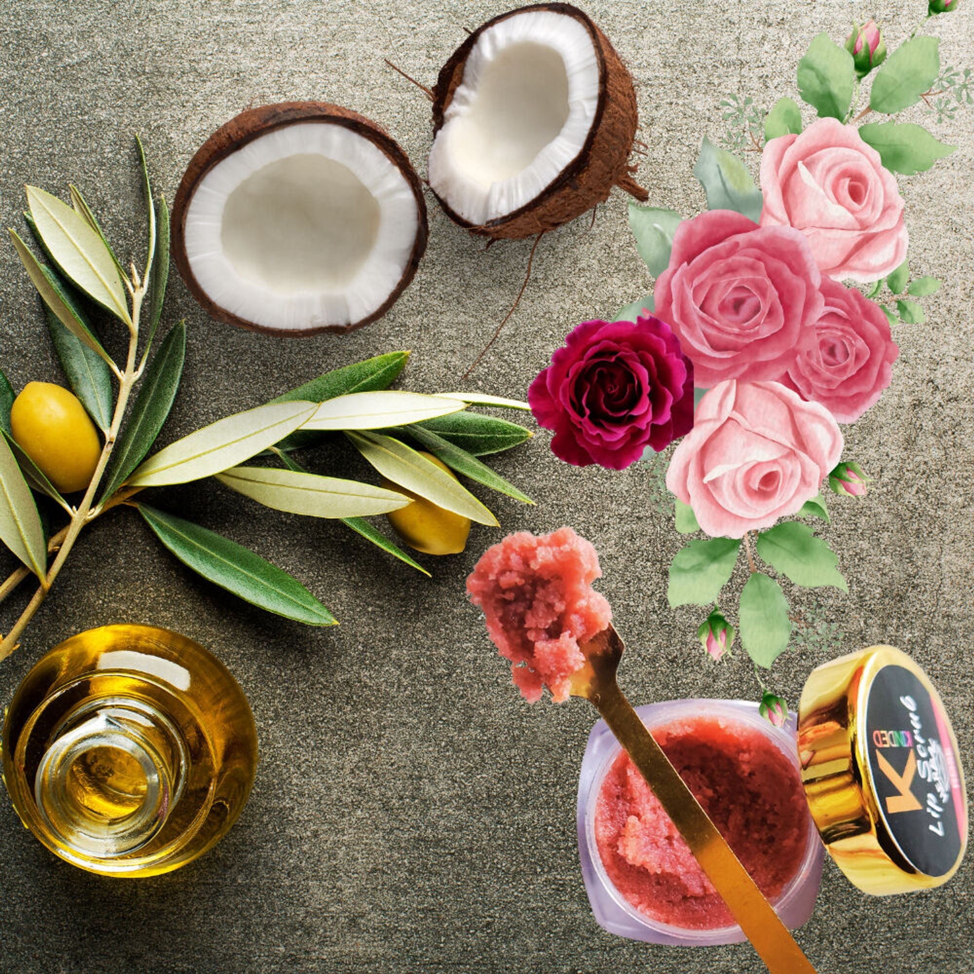 KINDED Lip Sugar Scrub Herbal Exfoliator - Rose