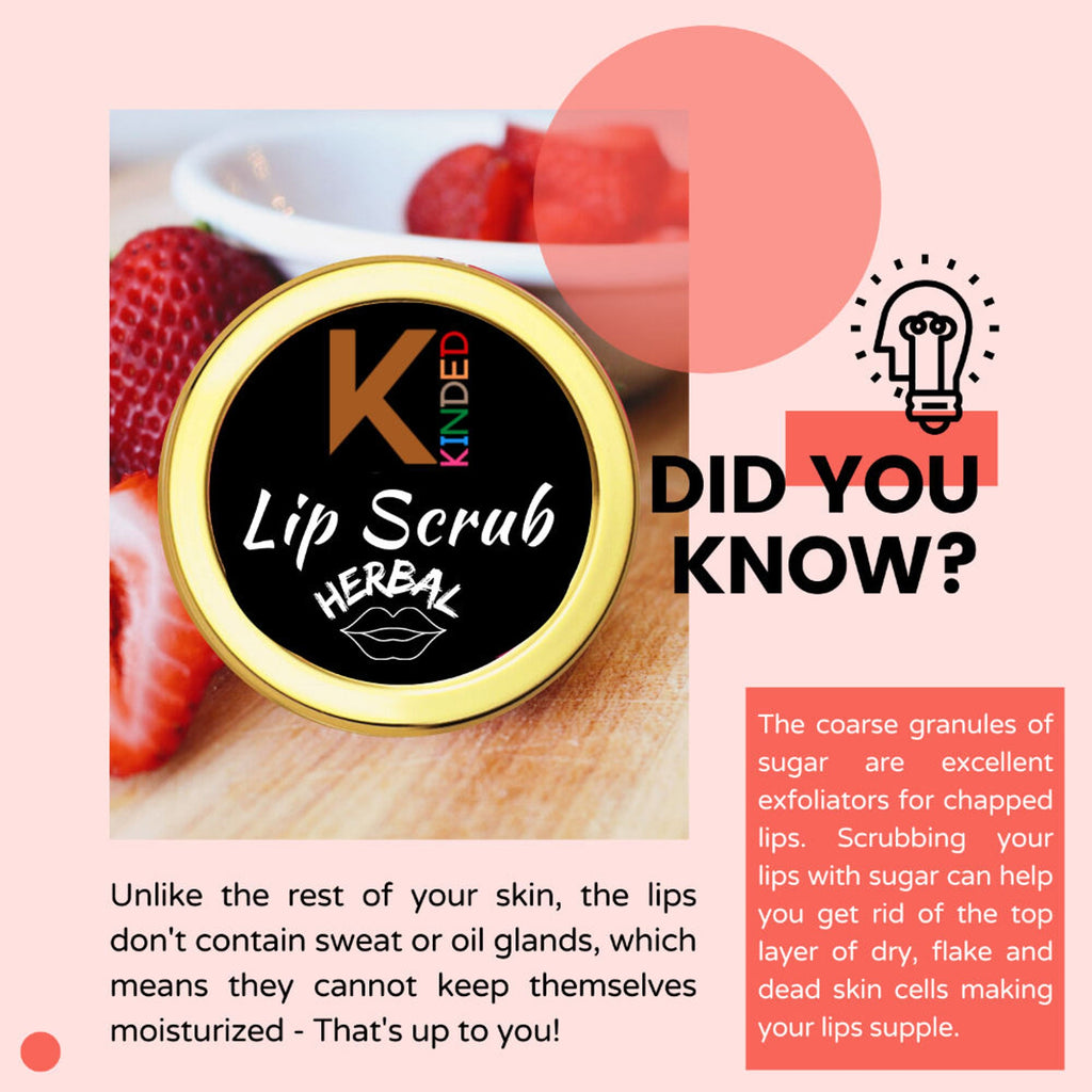 KINDED Lip Sugar Scrub Herbal Exfoliator - Rose