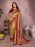 Aastha Fashion Mustard Kalamkari Silk Zari Woven Saree - Distacart