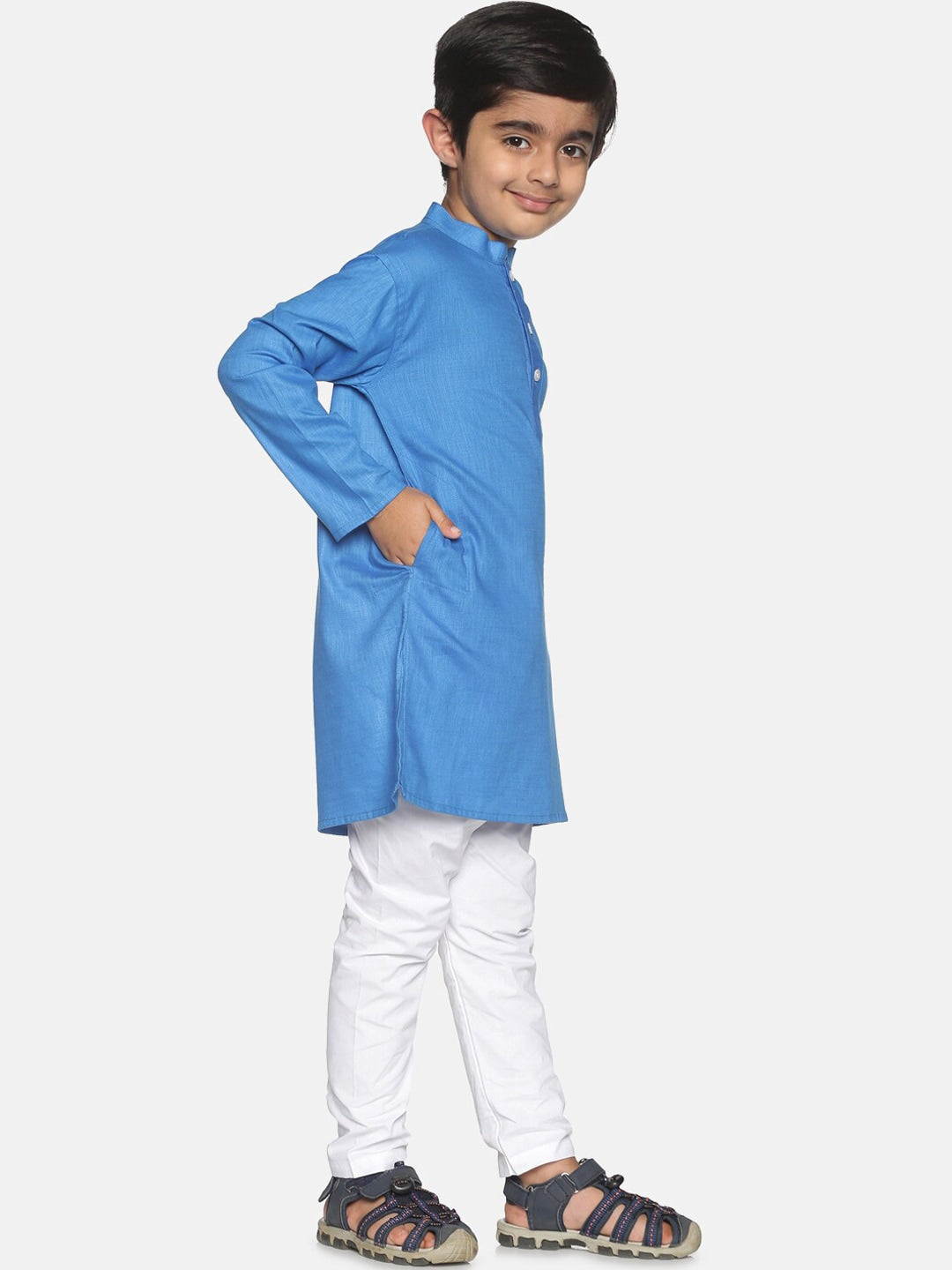 Sethukrishna Boys Blue Pure Cotton Kurta with Pyjamas
