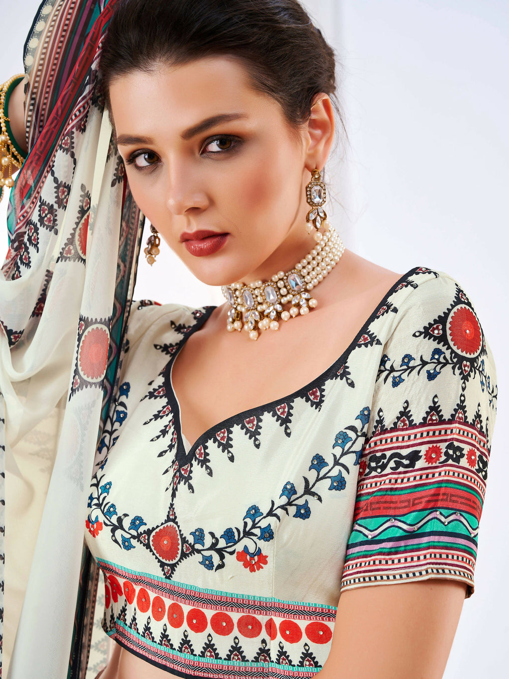 Wedding Designer White Chinon Lehengha Choli - Anbazaar - Distacart