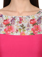 Ahalyaa Women's Pink Chanderi Printed Kurta