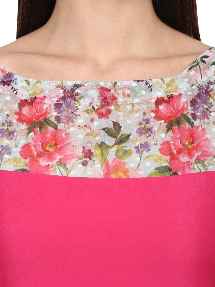 Ahalyaa Women's Pink Chanderi Printed Kurta