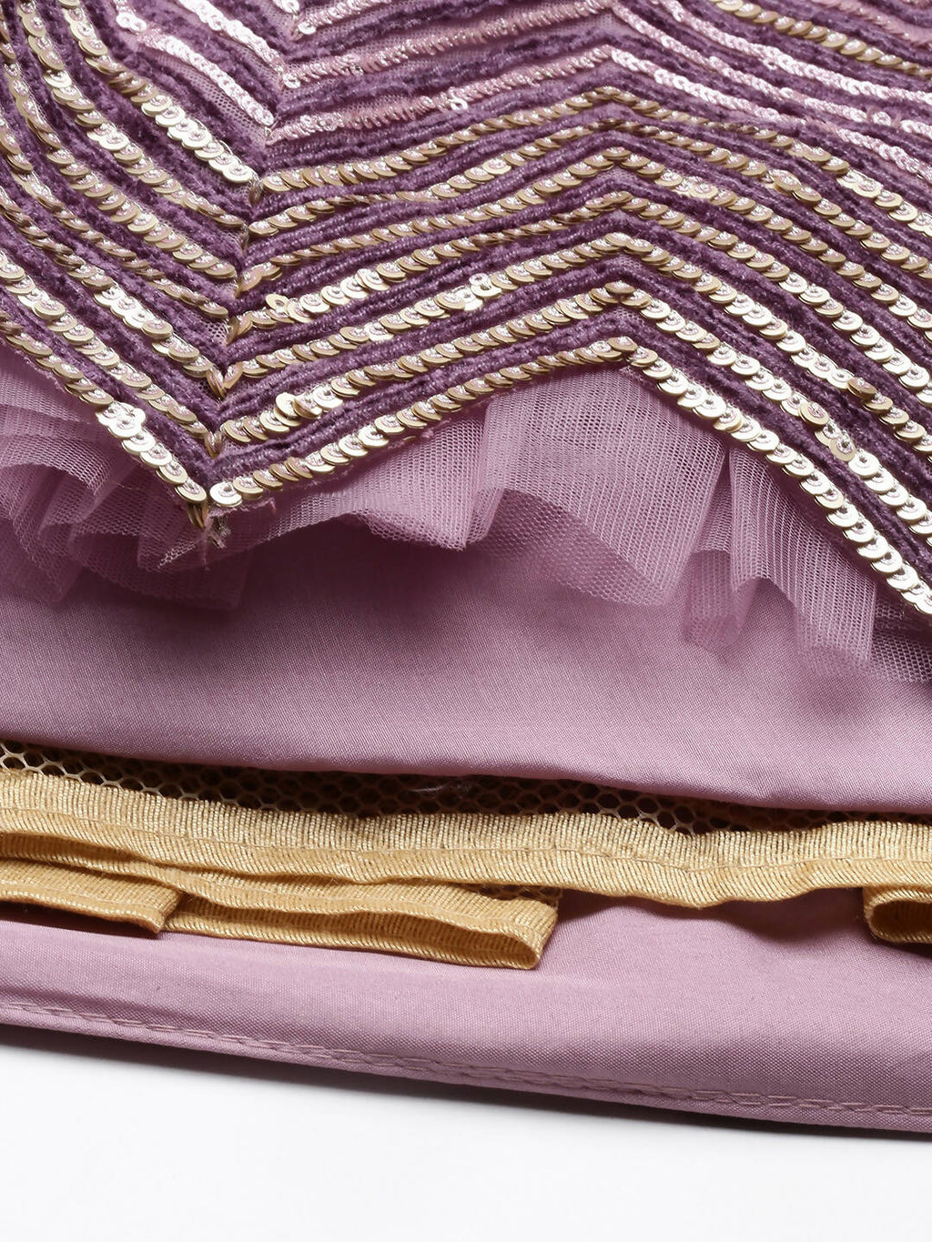 House of Panchhi Lavender - Net Embroidered Lehenga with Zig-Zag Pattern