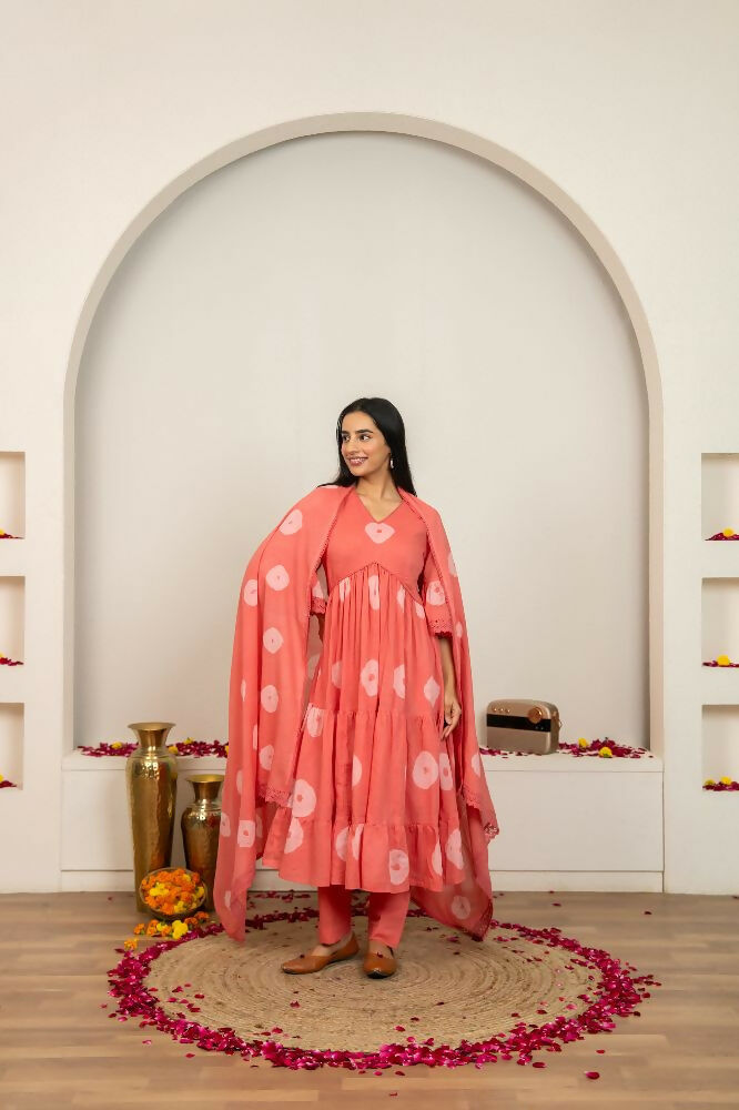 Joban Fashion Pink Tie & Dye Cotton Suit Set - Distacart