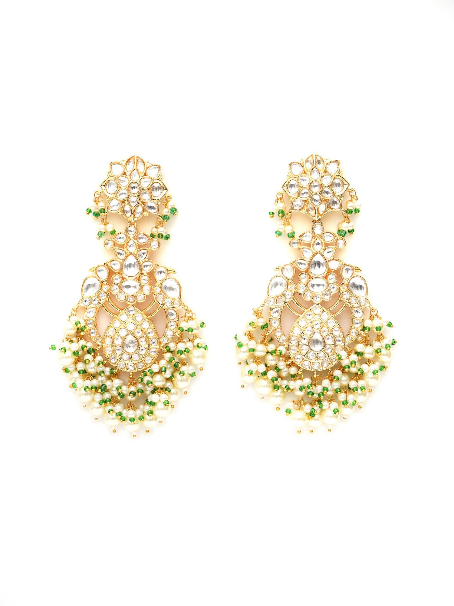 Kundan Chand Earrings (Gold) - Ruby Raang - Distacart
