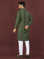 Anaita Green Embroidered Silk Straight Kurta