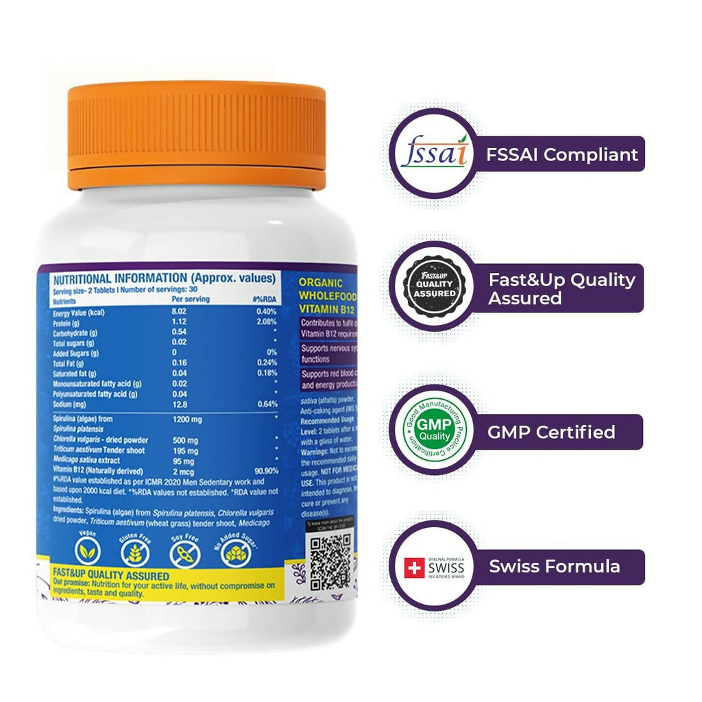 Fast&Up Plant Based B12 Tablets With Natural Methylcobalamin - Distacart