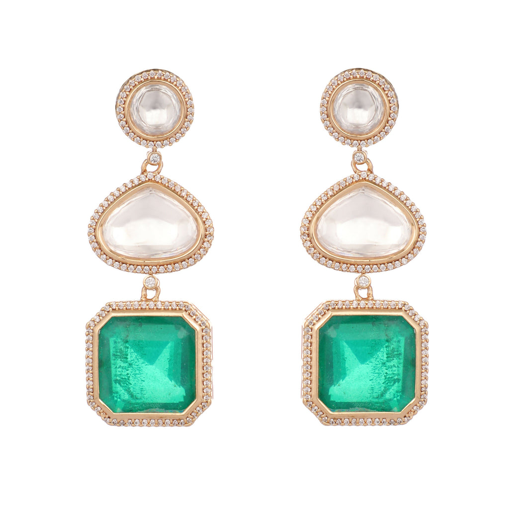 Nuyug Emerald Drop Anti Tarnish Sparkle Earrings - Distacart