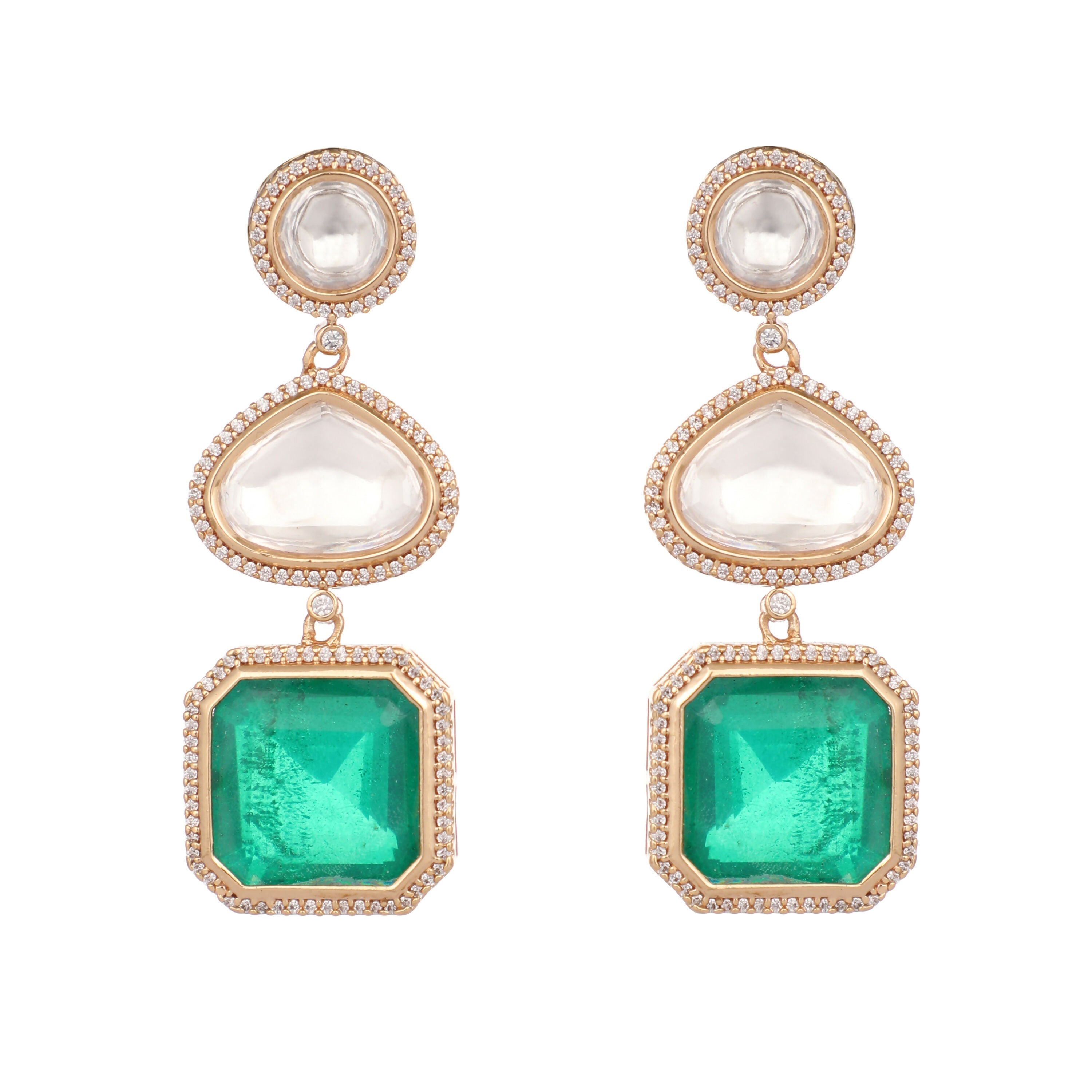 Nuyug Emerald Drop Anti Tarnish Sparkle Earrings - Distacart