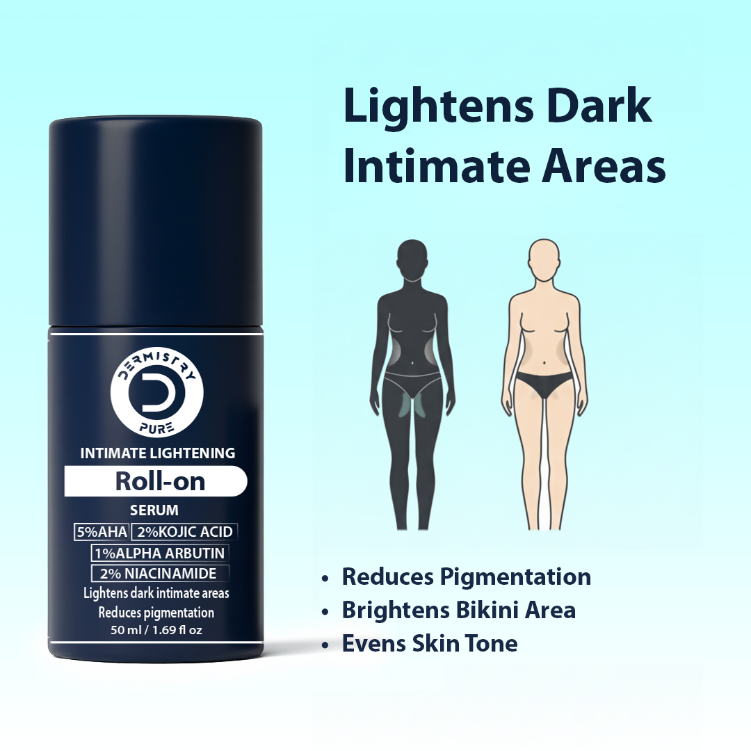 Dermistry Intimate Lightening Brightening & Underarm Deodorant Roll On Serum For Dark Spots Pigmentation
